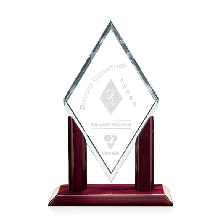 Mayfair Starfire Crystal Award on Rosewood-Finish Base #3