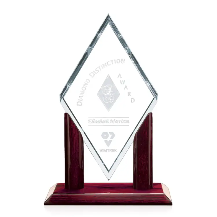 Mayfair Starfire Crystal Award on Rosewood-Finish Base #4