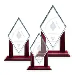 Trophée Mayfair en cristal Starfire sur socle fini bois de rose