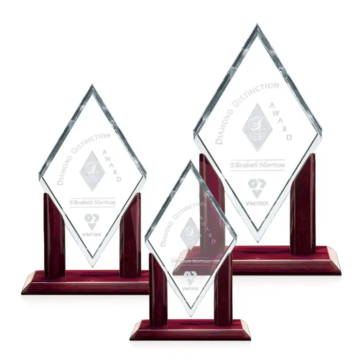Mayfair Starfire Crystal Award on Rosewood-Finish Base