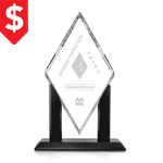 Trophée Mayfair en cristal Starfire sur socle piano noir - Gravure