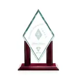 Trophée Mayfair en cristal jade sur socle fini bois de rose