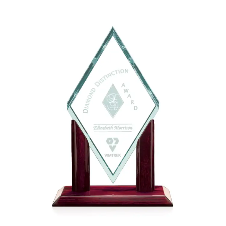 Mayfair Jade Crystal Award on Rosewood-Finish Base