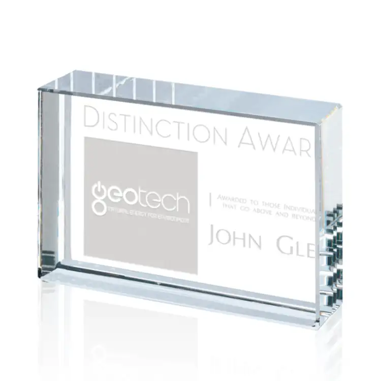 Maywood Freestanding Optical Crystal Award - Deep Etch #2