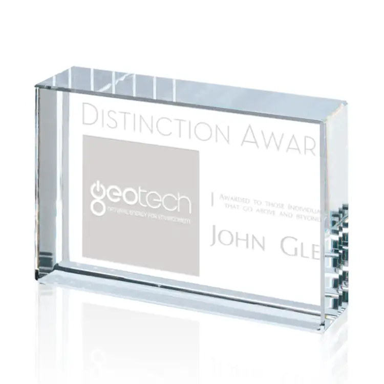 Maywood Freestanding Optical Crystal Award - Deep Etch #3