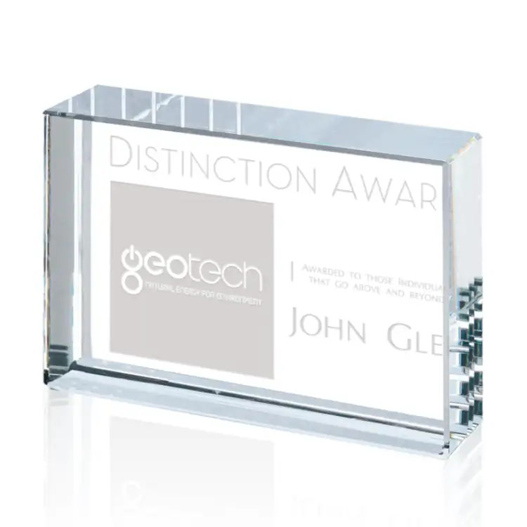 Maywood Freestanding Optical Crystal Award - Deep Etch #4