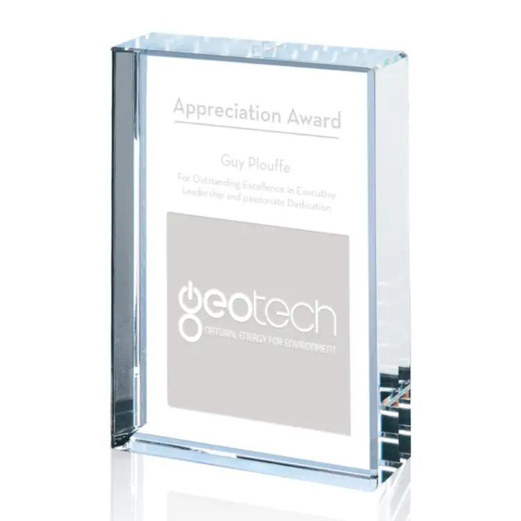 Maywood Freestanding Optical Crystal Award - Deep Etch #5