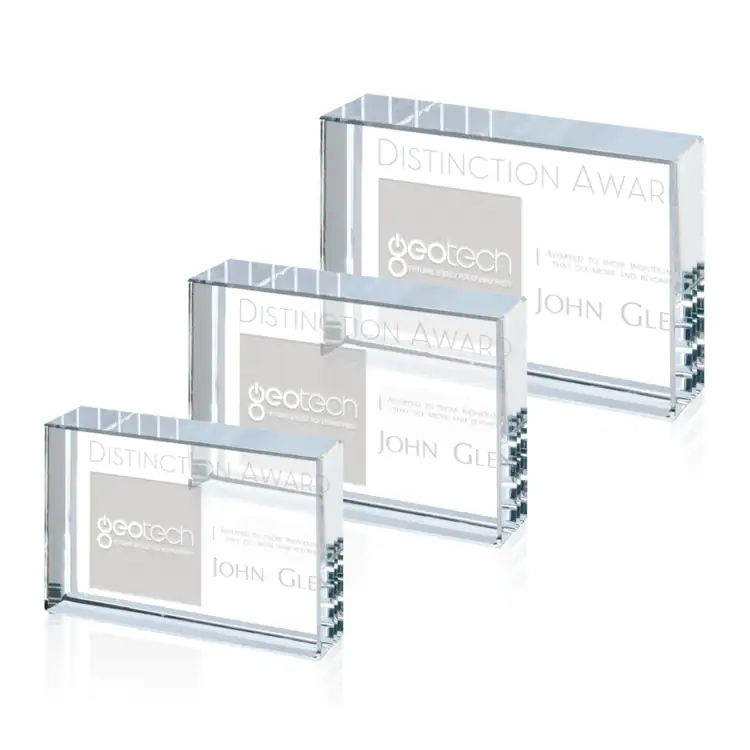 Maywood Freestanding Optical Crystal Award - Deep Etch