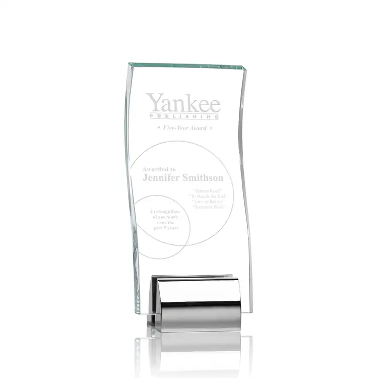 Memphis Crystal Award with Chrome Accents - Deep Etch #2