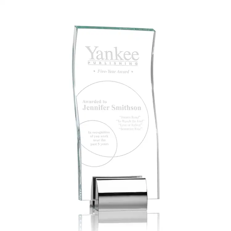 Memphis Crystal Award with Chrome Accents - Deep Etch #3