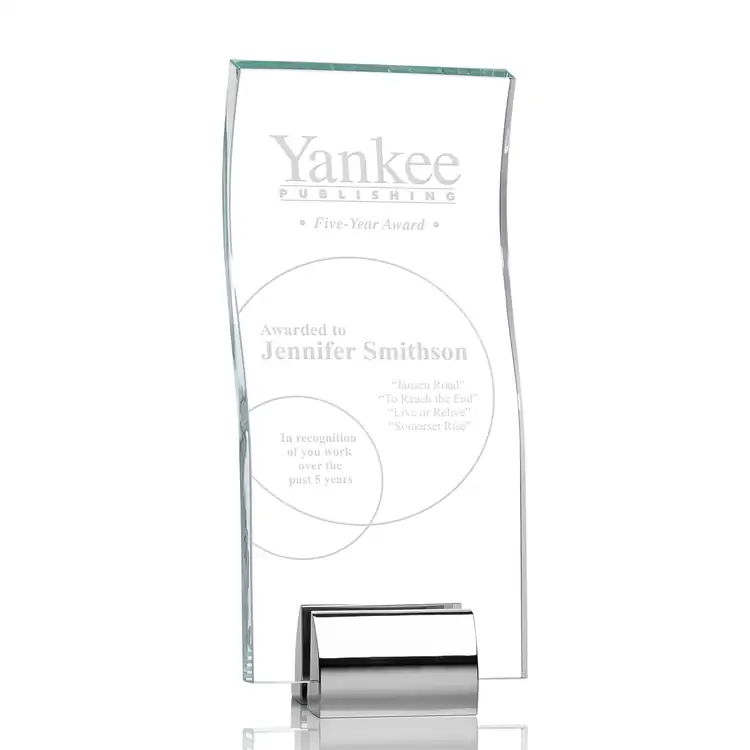 Memphis Crystal Award with Chrome Accents - Deep Etch #4