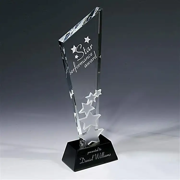 R.S. Owens Meteor Shower Optical Crystal Award with Frosted Stars