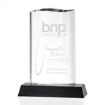 Trophée Michelson en cristal optique noir et transparent
