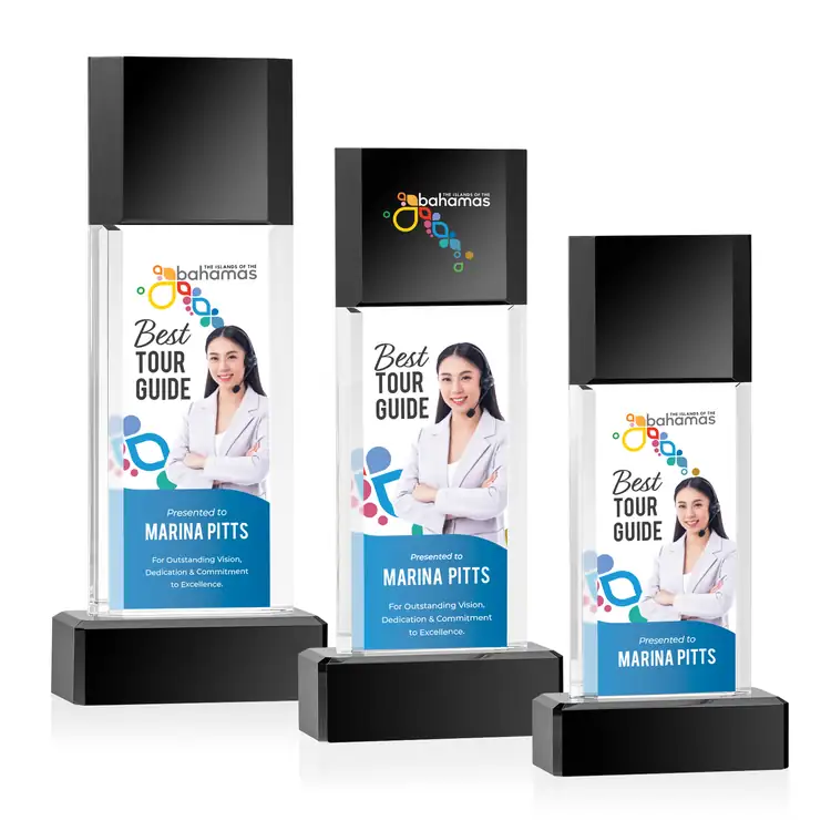 Middlesex Black and Clear Optical Crystal Award - Multicolor