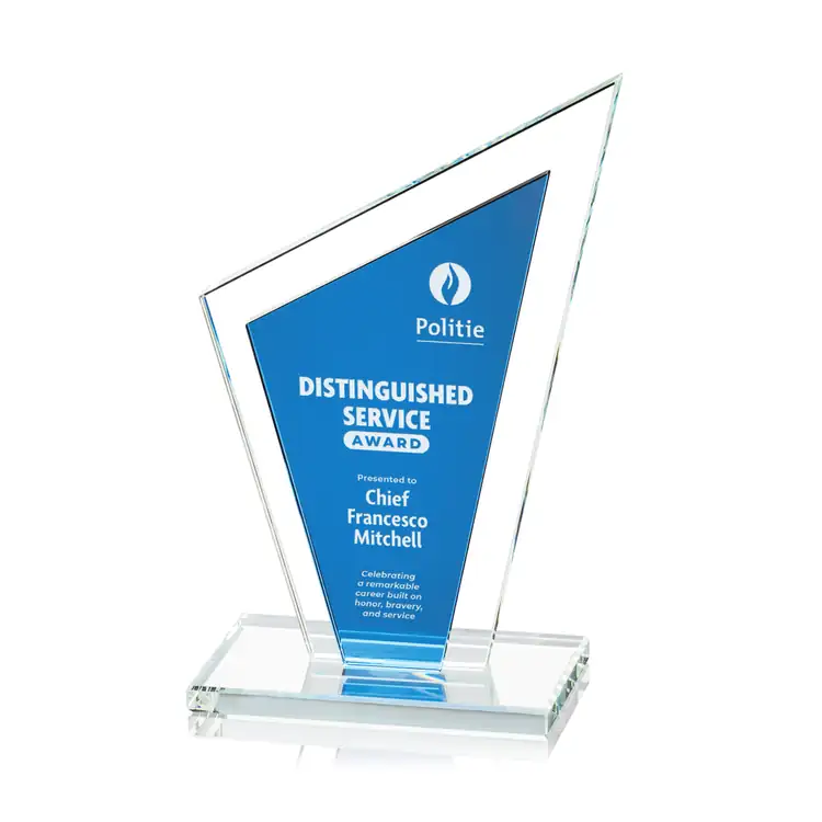 Milton Starfire Crystal Award with Blue Accent #2