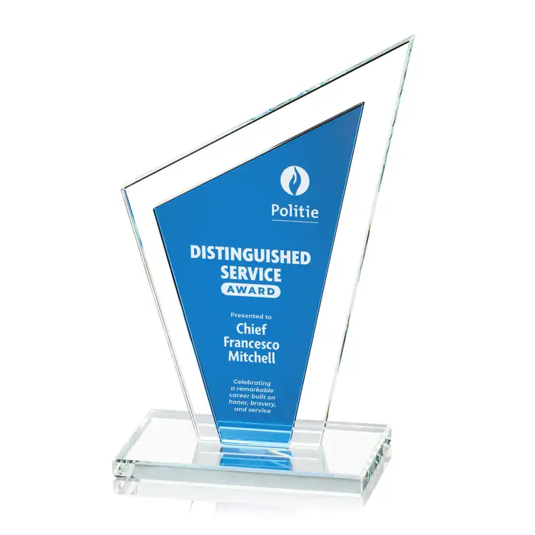 Milton Starfire Crystal Award with Blue Accent #3
