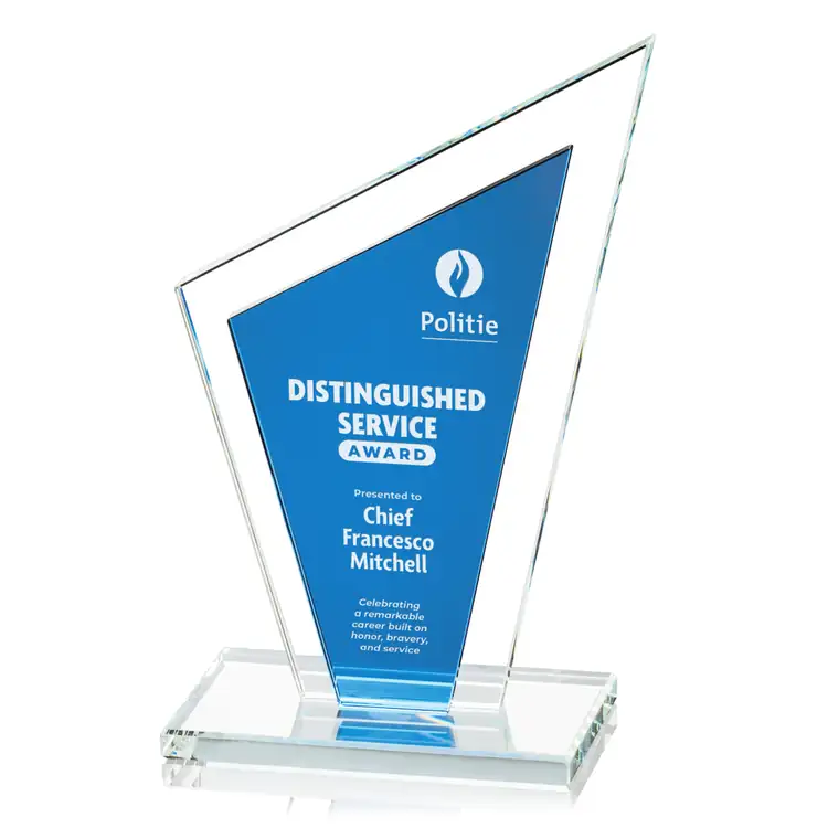 Milton Starfire Crystal Award with Blue Accent #4
