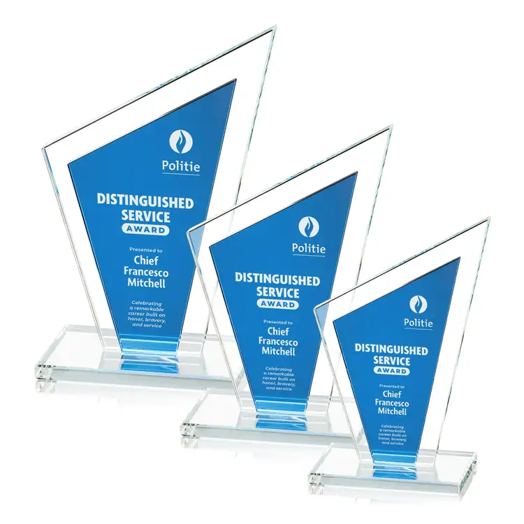 Milton Starfire Crystal Award with Blue Accent