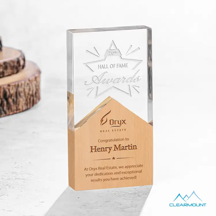 Clearmount Montagnes Wood and Acrylic Award - Laser Engraved #3