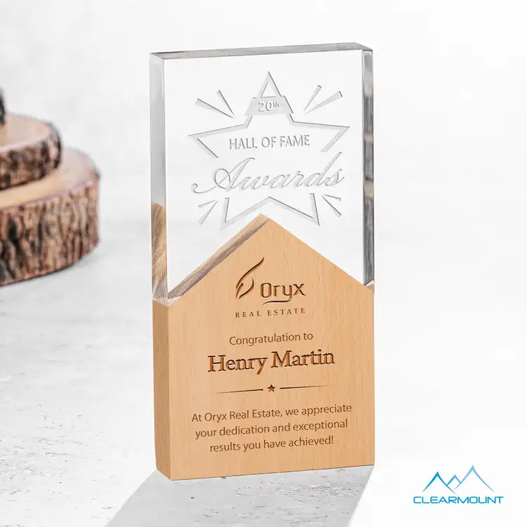 Clearmount Montagnes Wood and Acrylic Award - Laser Engraved #4