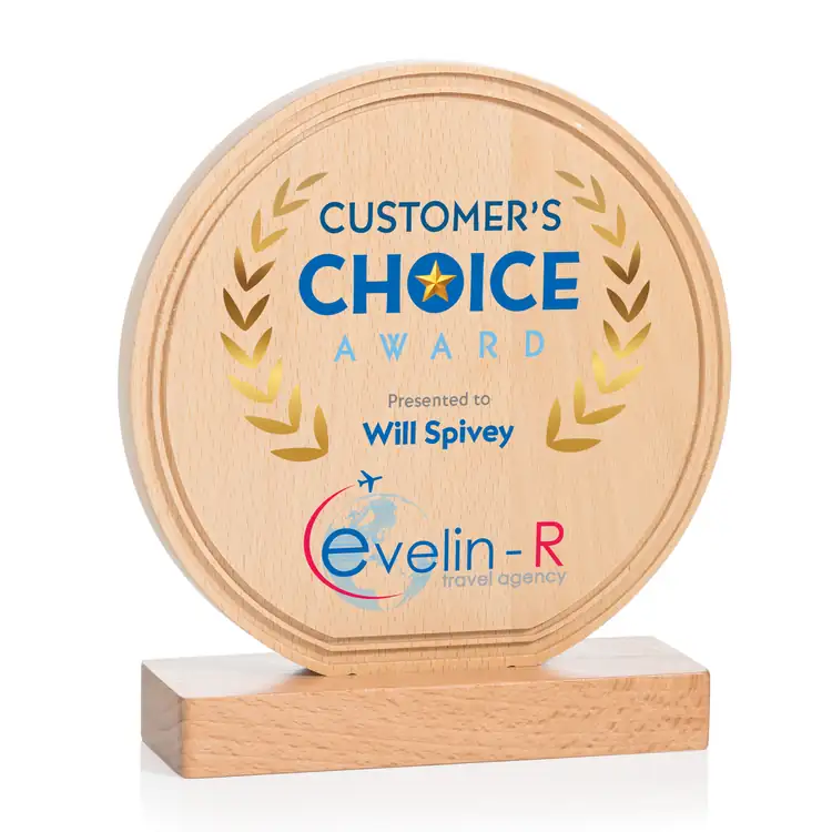 Mulock Round Beechwood Award - Multicolor #4
