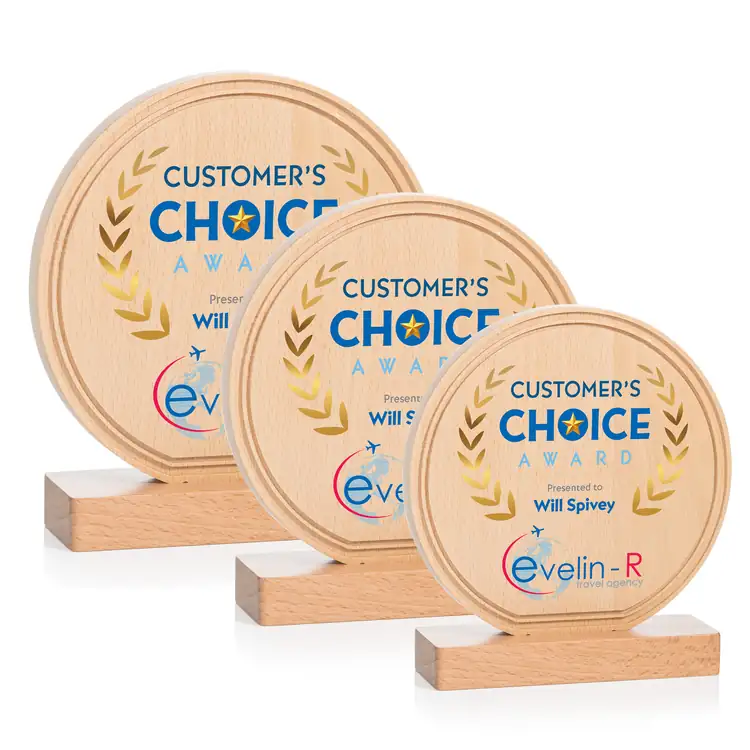 Mulock Round Beechwood Award - Multicolor