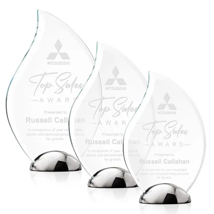 Neskita Flame Crystal Award - Deep Etch