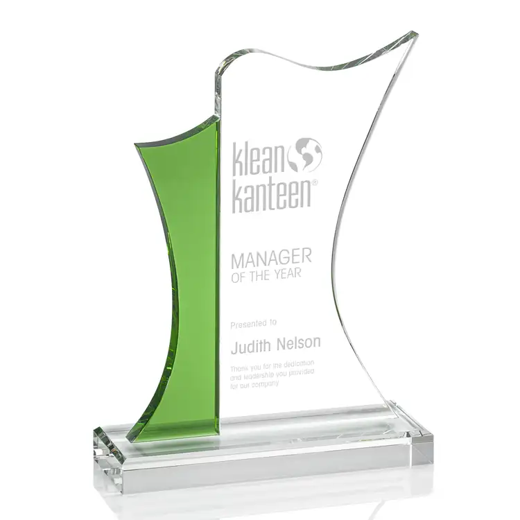 Newport Green and Clear Optical Crystal Award #4
