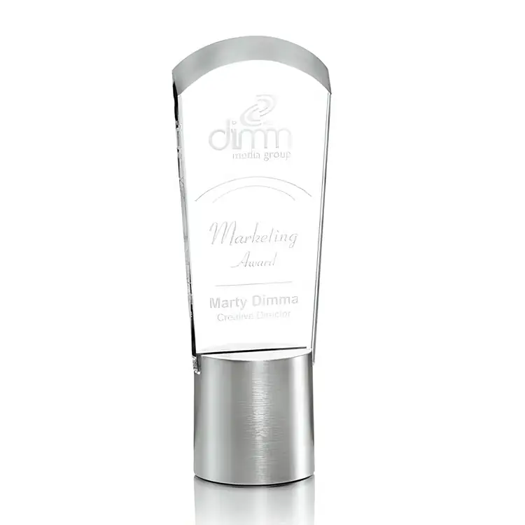 Normandy Starfire Crystal Award on Aluminum Cylinder