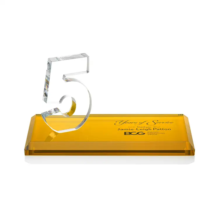 Trophée Northam anniversaire en cristal Starfire - Gravure et couleur #2