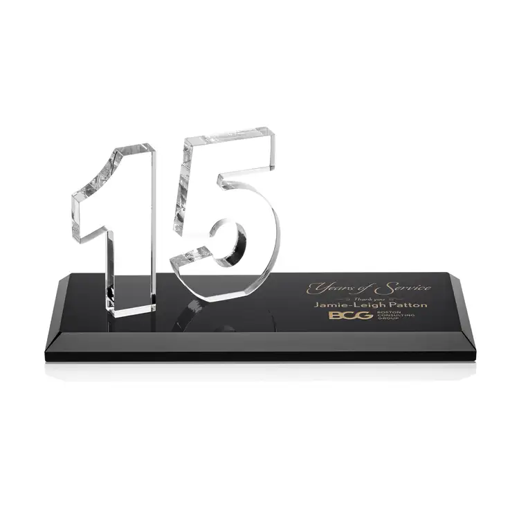 Trophée Northam anniversaire en cristal Starfire - Gravure et couleur #24