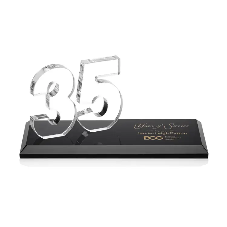 Trophée Northam anniversaire en cristal Starfire - Gravure et couleur #28