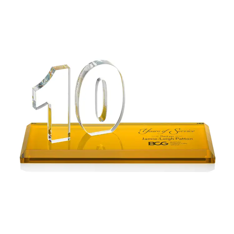 Trophée Northam anniversaire en cristal Starfire - Gravure et couleur #3