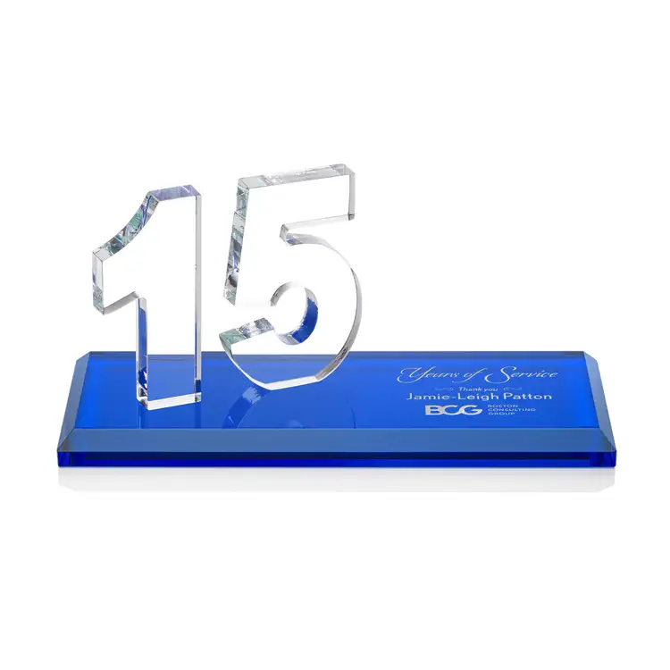 Trophée Northam anniversaire en cristal Starfire - Gravure et couleur #34