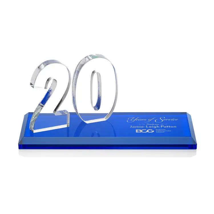 Trophée Northam anniversaire en cristal Starfire - Gravure et couleur #35