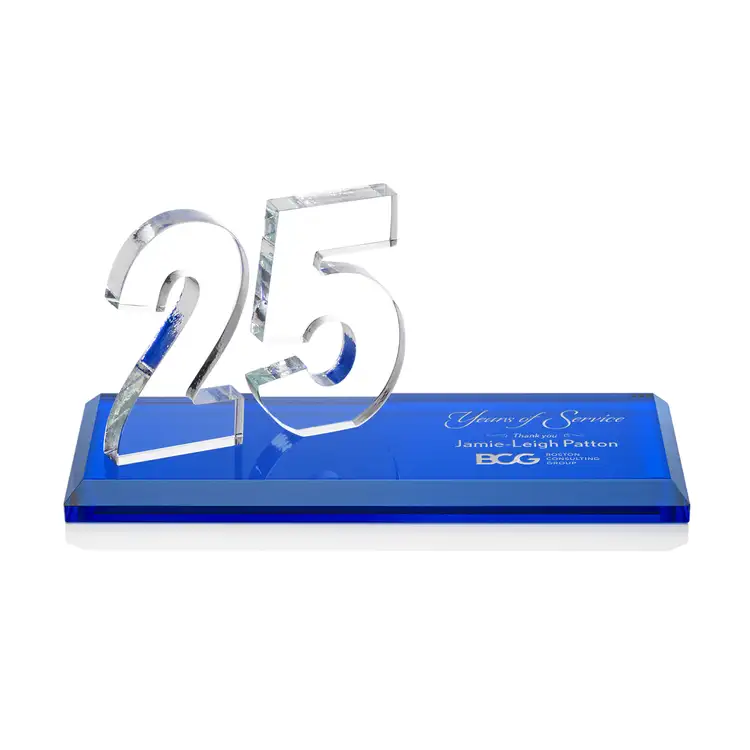 Trophée Northam anniversaire en cristal Starfire - Gravure et couleur #36