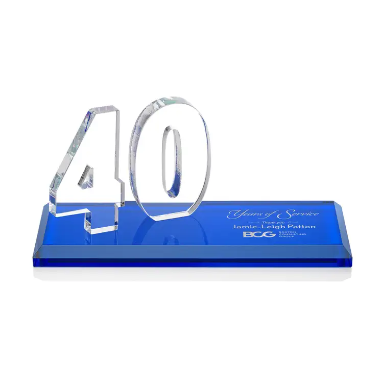 Trophée Northam anniversaire en cristal Starfire - Gravure et couleur #39