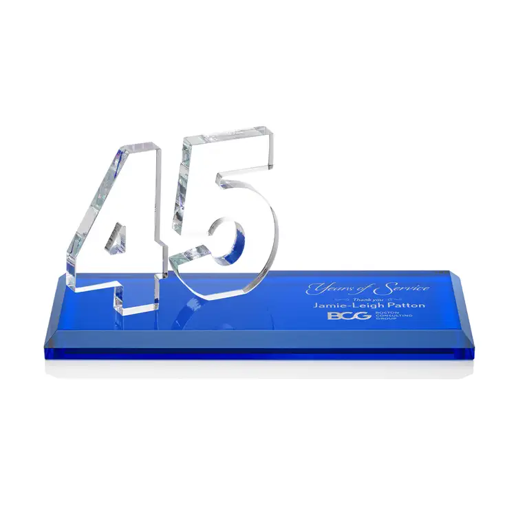 Trophée Northam anniversaire en cristal Starfire - Gravure et couleur #40