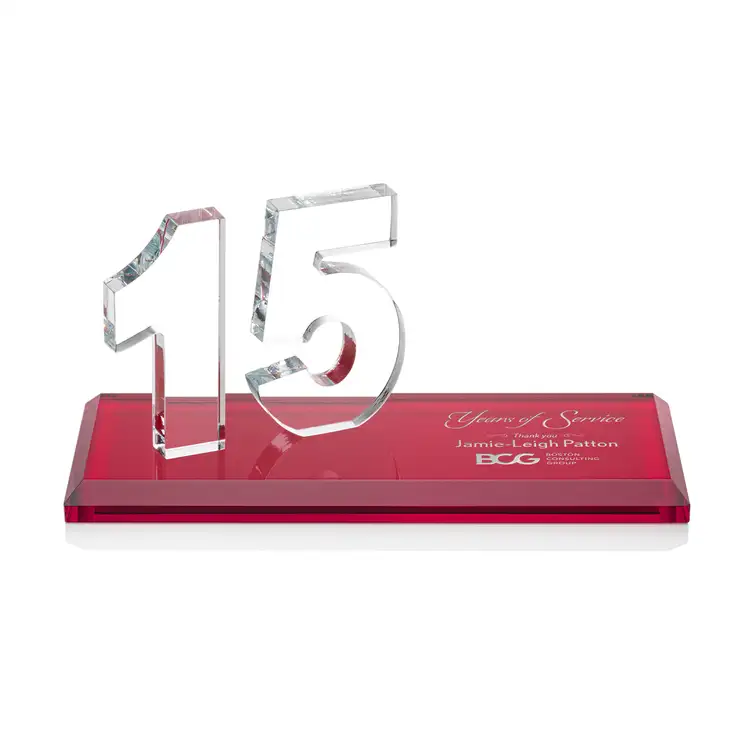 Trophée Northam anniversaire en cristal Starfire - Gravure et couleur #44