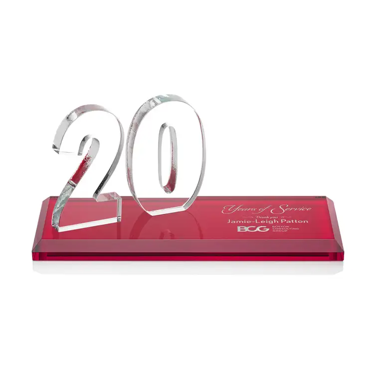 Trophée Northam anniversaire en cristal Starfire - Gravure et couleur #45