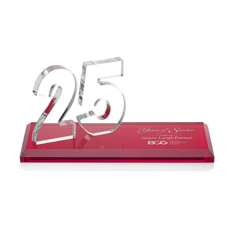 Trophée Northam anniversaire en cristal Starfire - Gravure et couleur #46