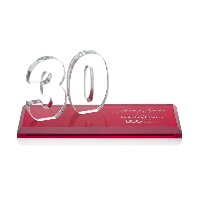Trophée Northam anniversaire en cristal Starfire - Gravure et couleur #47