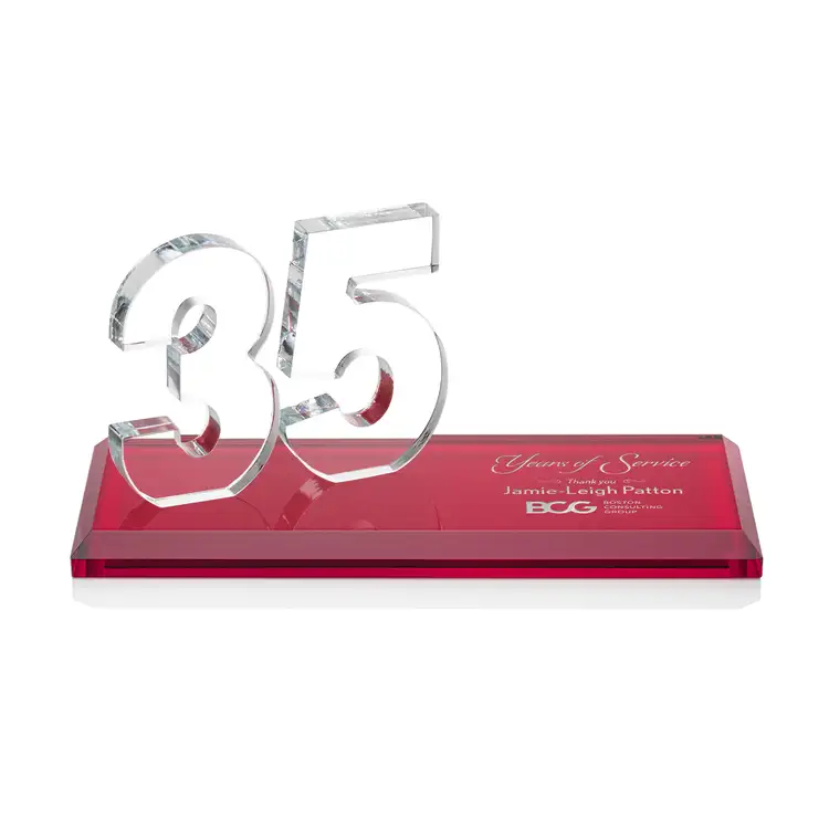Trophée Northam anniversaire en cristal Starfire - Gravure et couleur #48