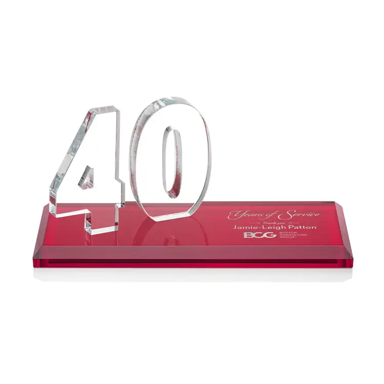 Trophée Northam anniversaire en cristal Starfire - Gravure et couleur #49