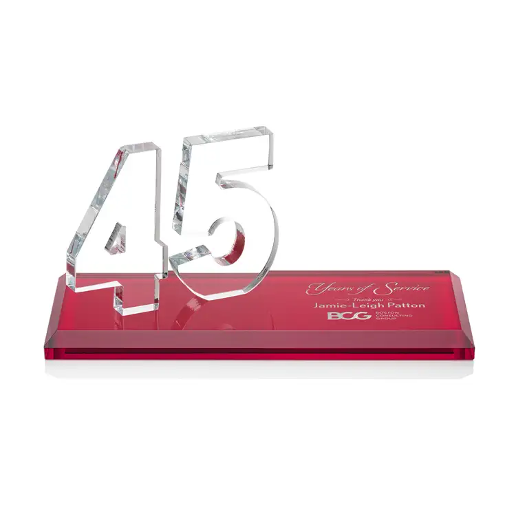 Trophée Northam anniversaire en cristal Starfire - Gravure et couleur #50