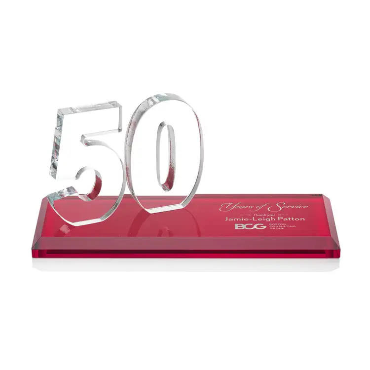 Trophée Northam anniversaire en cristal Starfire - Gravure et couleur #51