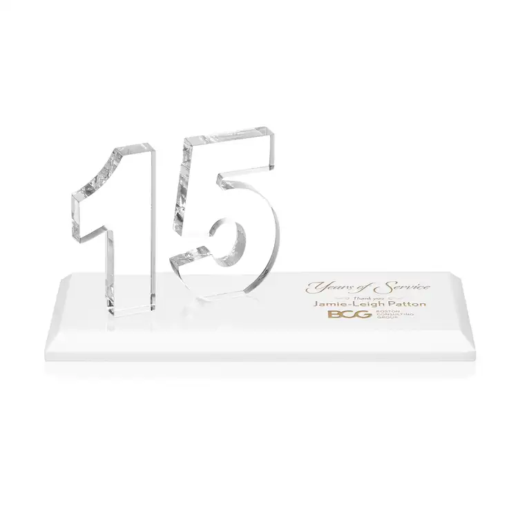 Trophée Northam anniversaire en cristal Starfire - Gravure et couleur #54