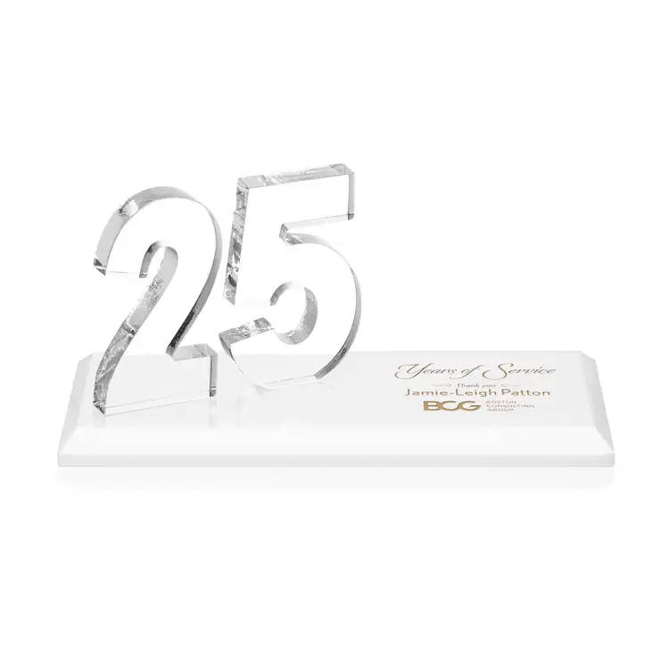 Trophée Northam anniversaire en cristal Starfire - Gravure et couleur #56