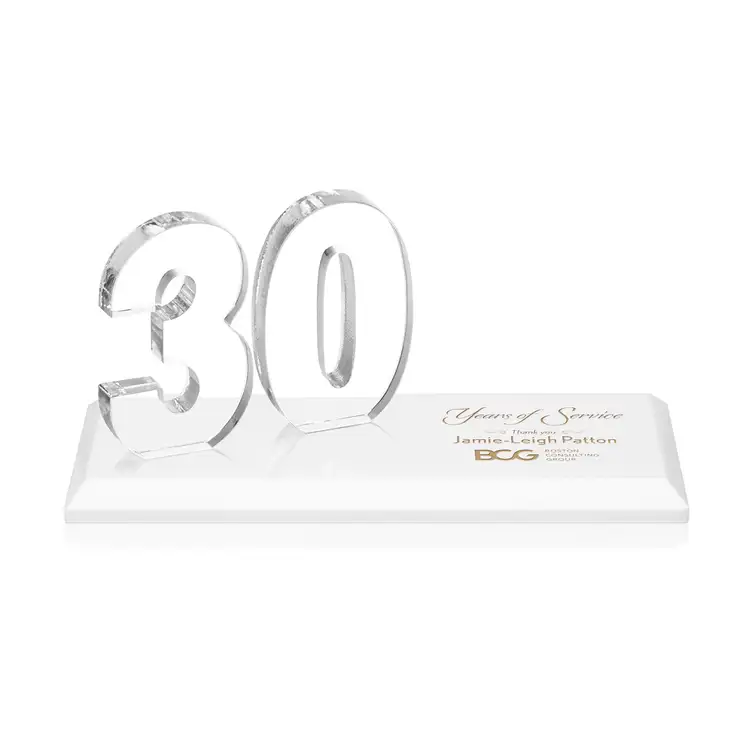 Trophée Northam anniversaire en cristal Starfire - Gravure et couleur #57