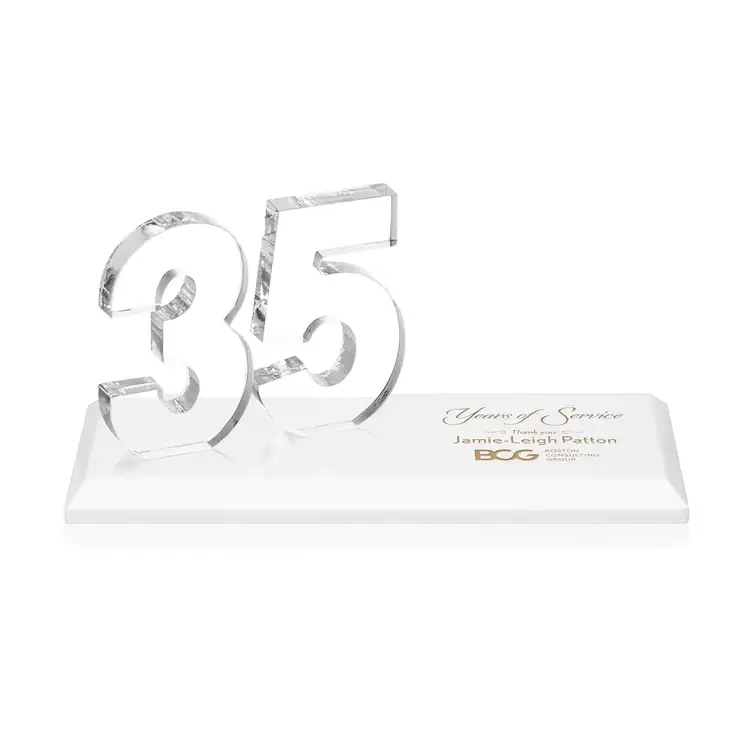 Trophée Northam anniversaire en cristal Starfire - Gravure et couleur #58